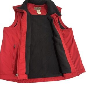 L.L. Bean Full Zip Fleece Lined Vest Men M Red Nylon Shell Fall Outdoor Camping